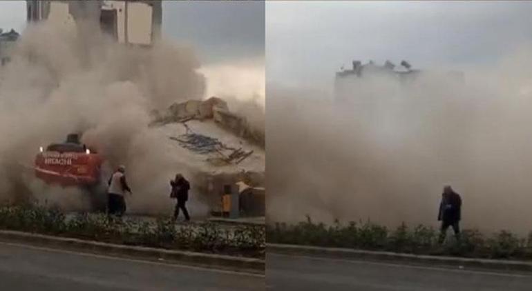 Mersin'de 5 katlı bina 3 saniyede yerle bir oldu!