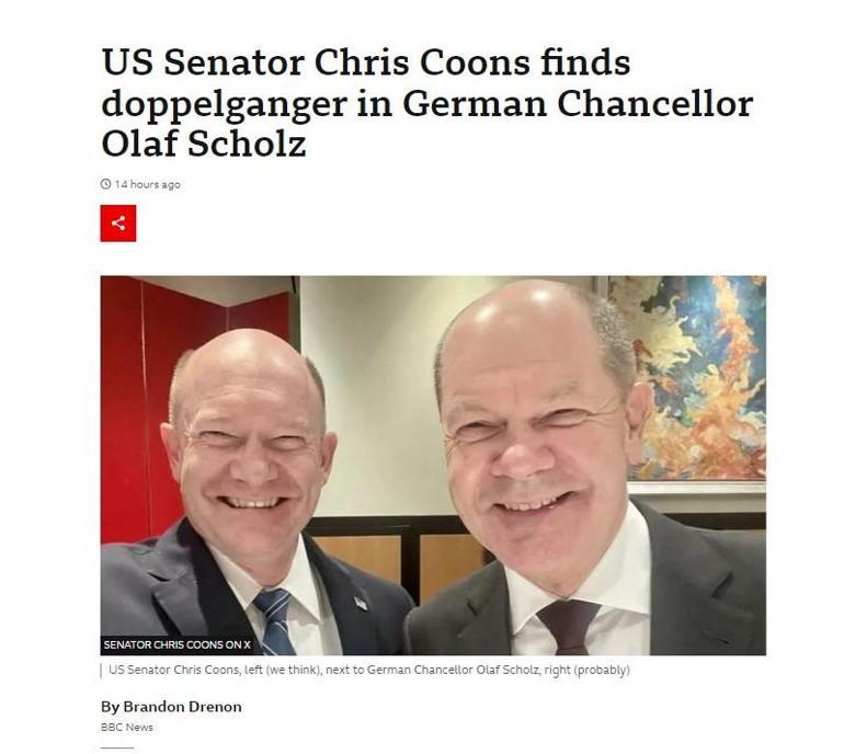 Almanya Başbakanı Scholz ikizini buldu! Yer, ABD Senatosu: Boyları bile aynı