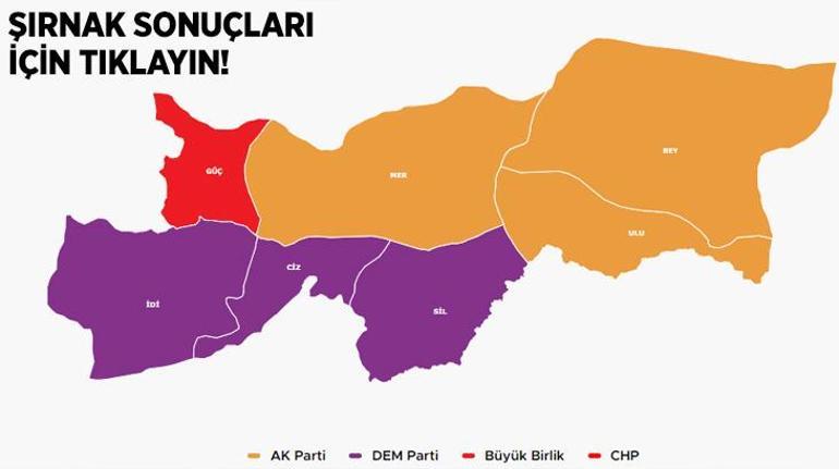 Şırnak'ta yeniden AK Parti'li Yarka başkan oldu! İşte Şırnak'ın ilçeleri