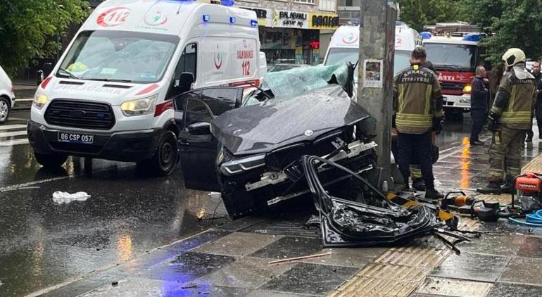 Ankara’da feci kaza! Lüks otomobil hurdaya döndü: 1 ölü, 4 yaralı